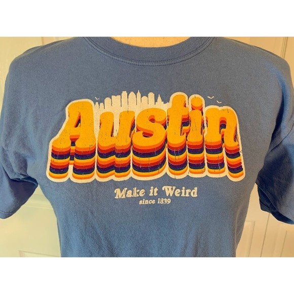 Austin Make It Weird The Duck Company T Shirt Short Sleeve Blue Heather - Picture 2 of 8
